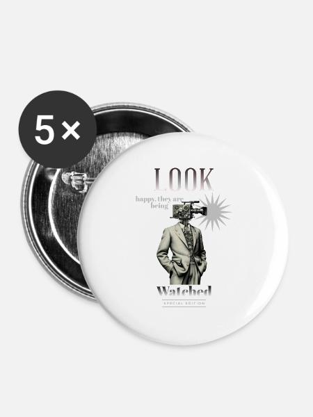 Kamera Mann - Buttons groß 56 mm (5er Pack) - Weiß