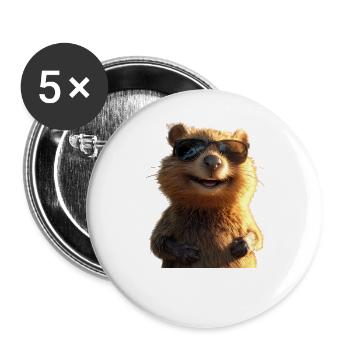 Quokka Be Quokka Happy Australia Smile Quokkas - Buttons large 2.2''/56 mm (5-pack) - white - Front