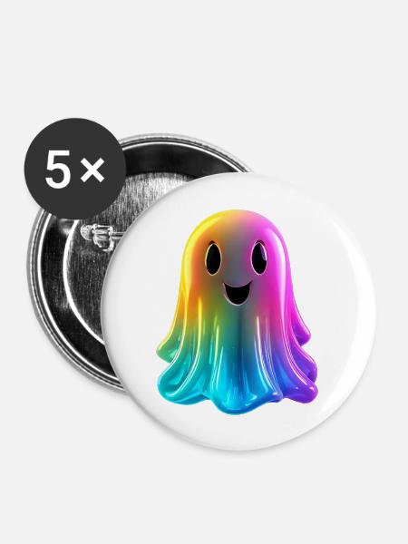 Bunter Geist - Buttons groß 56 mm (5er Pack) - Weiß