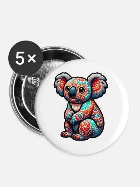 Koala - Buttons groß 56 mm (5er Pack) - Weiß