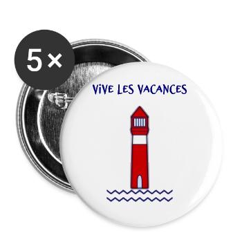 RUHESTAND. FROHEN RUHESTAND. GLÜCKLICHER RUHESTAND - Buttons groß 56 mm (5er Pack) - Weiß - Vorne