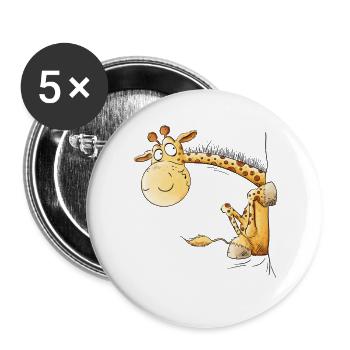 Funny Giraffe I Wildlife Animal Motif - Buttons large 2.2''/56 mm (5-pack) - white - Front