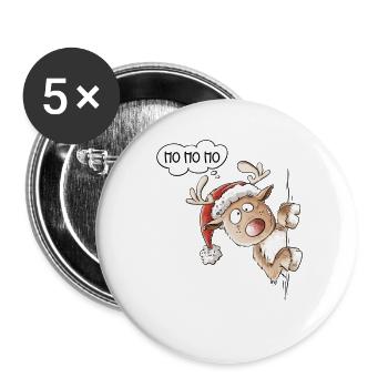 Ho Ho Ho Rentier Weihnachten - Buttons groß 56 mm (5er Pack) - Weiß - Vorne