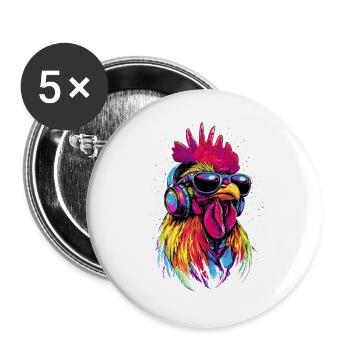 Rooster Chicken Daddy Chicken Coop Dad Farmer Chickens - Buttons large 2.2''/56 mm (5-pack) - white - Front