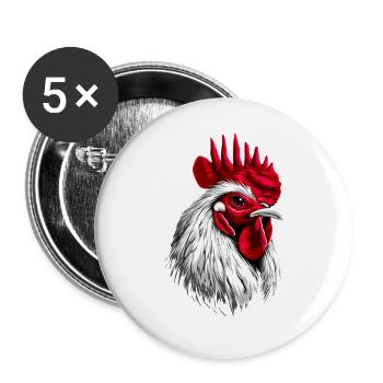 Rooster Chicken Daddy Chicken Coop Dad Farmer Chickens - Buttons large 2.2''/56 mm (5-pack) - white - Front
