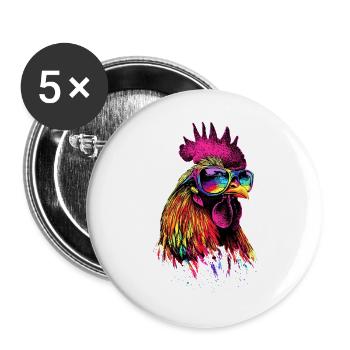 Rooster Chicken Daddy Chicken Coop Dad Farmer Chickens - Buttons large 2.2''/56 mm (5-pack) - white - Front