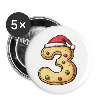 3 Number Christmas Cookie - Buttons large 2.2''/56 mm (5-pack) - white - Front