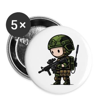 kleiner süsser aufklärungsoldat - Buttons groß 56 mm (5er Pack) - Weiß - Vorne