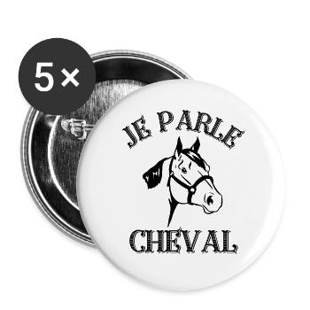 Je parle cheval - Lot de 5 grands badges (56 mm) - blanc - Devant