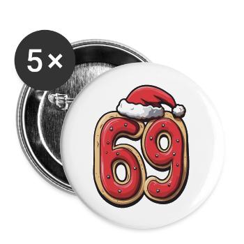 69 Number Christmas Cookie - Buttons large 2.2''/56 mm (5-pack) - white - Front