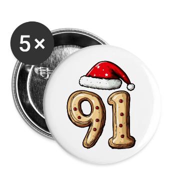 91 Number Christmas Cookie - Buttons large 2.2''/56 mm (5-pack) - white - Front