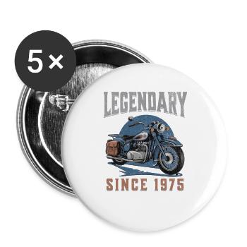 Légendaire 1975 – Conception de motos vintage - Lot de 5 grands badges (56 mm) - blanc - Devant