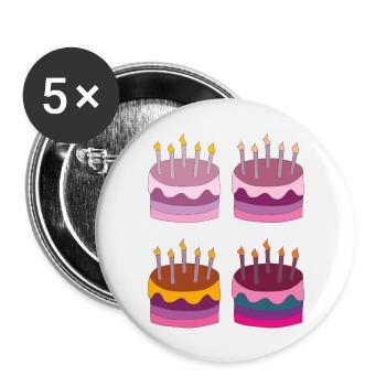 torte 4fach - Buttons groß 56 mm (5er Pack) - Weiß - Vorne