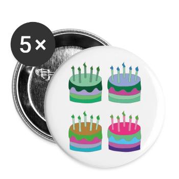 torten bunt - Buttons groß 56 mm (5er Pack) - Weiß - Vorne