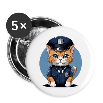 Cats Policeman Cat Cop Gift Police - Buttons large 2.2''/56 mm (5-pack) - white - Front