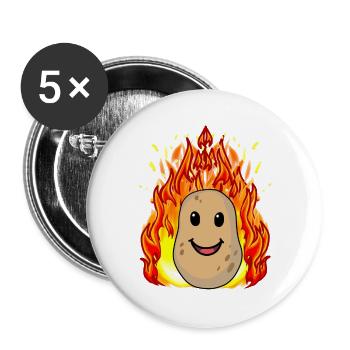 Gemüse Kartoffel Kartoffeln feurig heiß - Buttons groß 56 mm (5er Pack) - Weiß - Vorne