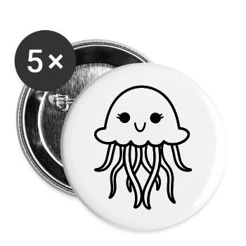 Qualle - Buttons groß 56 mm (5er Pack) - Weiß - Vorne