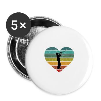 Tromboniste Silhouette Trombone Retro Coeur - Lot de 5 grands badges (56 mm) - blanc - Devant