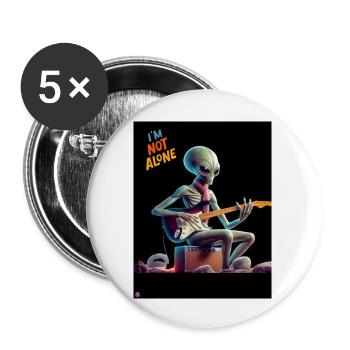 Alien guitariste - Lot de 5 grands badges (56 mm) - blanc - Devant