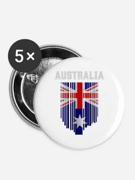 Australische Flagge, Australischer Stolz - Buttons groß 56 mm (5er Pack) - Weiß