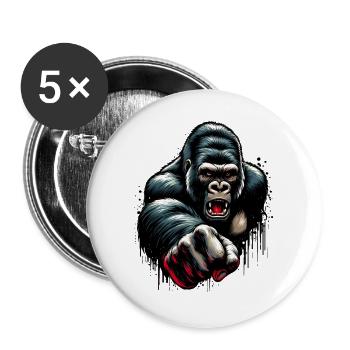 Gorilla - Buttons groß 56 mm (5er Pack) - Weiß - Vorne