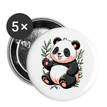 Panda - Buttons groß 56 mm (5er Pack) - Weiß - Vorne