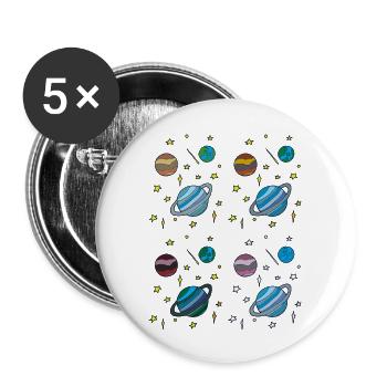 Planet pattern colorful - Buttons large 2.2''/56 mm (5-pack) - white - Front
