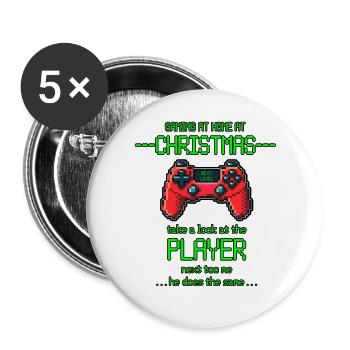 Christmas Gaming - Buttons groß 56 mm (5er Pack) - Weiß - Vorne