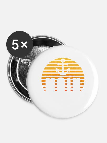 Moin Hamburg Anker Hamburger Hafen Fan Stadt HH - Buttons groß 56 mm (5er Pack) - Weiß