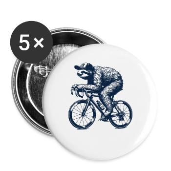 Paresseux à vélo - Lot de 5 grands badges (56 mm) - blanc - Devant