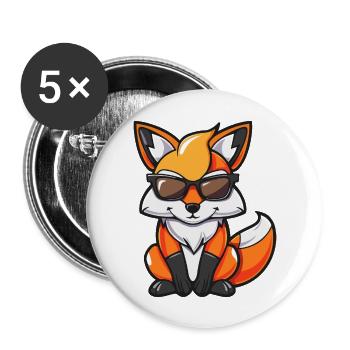 Fuchs Comic Cool - Buttons groß 56 mm (5er Pack) - Weiß - Vorne
