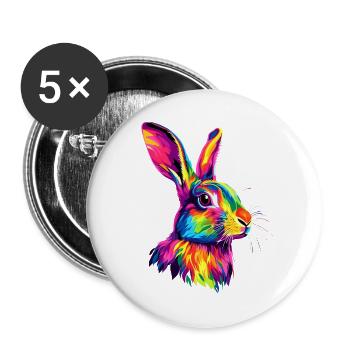 Lapin Lapin Lover Lièvre Lapin Mignons Lapins - Lot de 5 grands badges (56 mm) - blanc - Devant