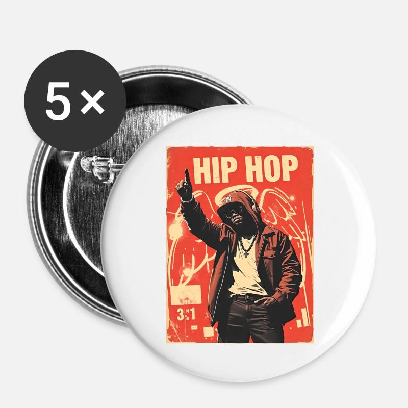 Urban hip hop design - Buttons large 2.2''/56 mm (5-pack) - white