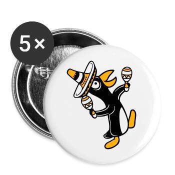 Pingouin, hochet, fête, culture mexicaine, chapeau, Fun - Lot de 5 grands badges (56 mm) - blanc - Devant