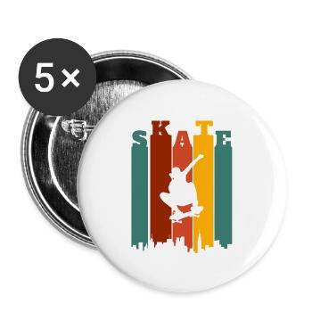 Skateboarder Retro - Buttons groß 56 mm (5er Pack) - Weiß - Vorne