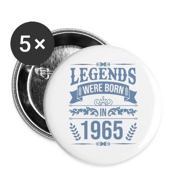 Legenden geboren 1965 Geburtstag - Buttons groß 56 mm (5er Pack) - Weiß - Vorne