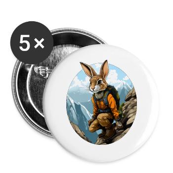 Rabbit Mountaineer / Hiking Rabbit - Buttons large 2.2''/56 mm (5-pack) - white - Front
