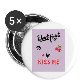 Embrasse-moi mignon SAC - Lot de 5 grands badges (56 mm) - blanc - Devant