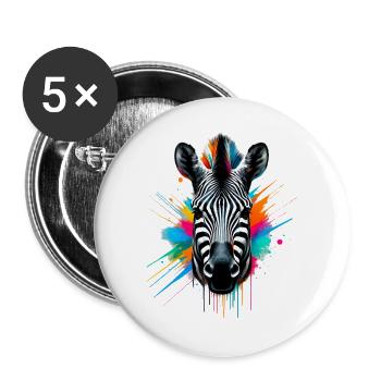 Zebra - Buttons groß 56 mm (5er Pack) - Weiß - Vorne