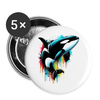 Killer whale - Buttons large 2.2''/56 mm (5-pack) - white - Front