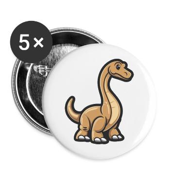 Dinosaurier brontosaurus Comic - Buttons groß 56 mm (5er Pack) - Weiß - Vorne