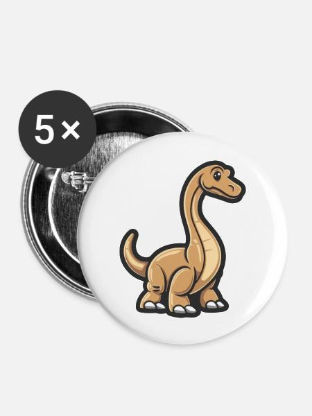 Dinosaurier brontosaurus Comic - Buttons groß 56 mm (5er Pack) - Weiß