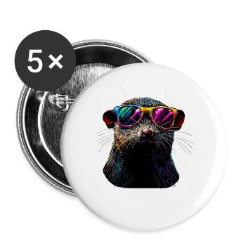 Maulwurf mit Sonnenbrille Liebe Süße Maulwürfe - Buttons groß 56 mm (5er Pack) - Weiß - Vorne