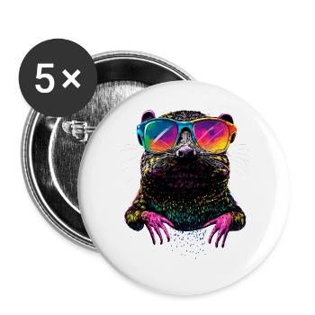 Maulwurf mit Sonnenbrille Liebe Süße Maulwürfe - Buttons groß 56 mm (5er Pack) - Weiß - Vorne