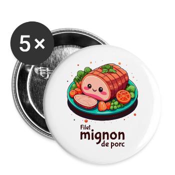 Pork tenderloin - Dark text - Buttons large 2.2''/56 mm (5-pack) - white - Front