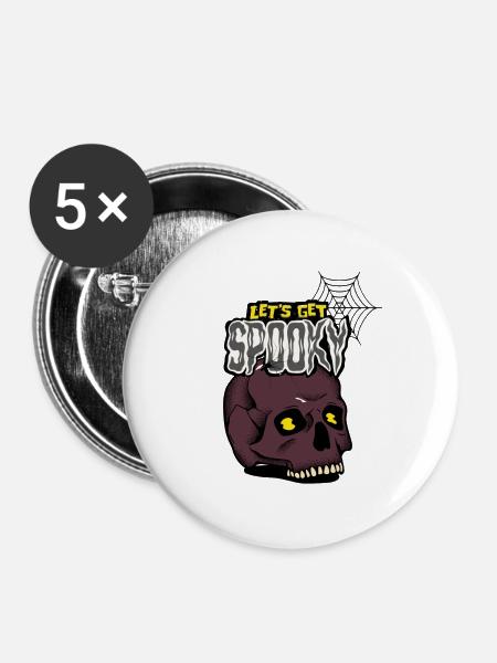 let`s get Spooky - Buttons groß 56 mm (5er Pack) - Weiß