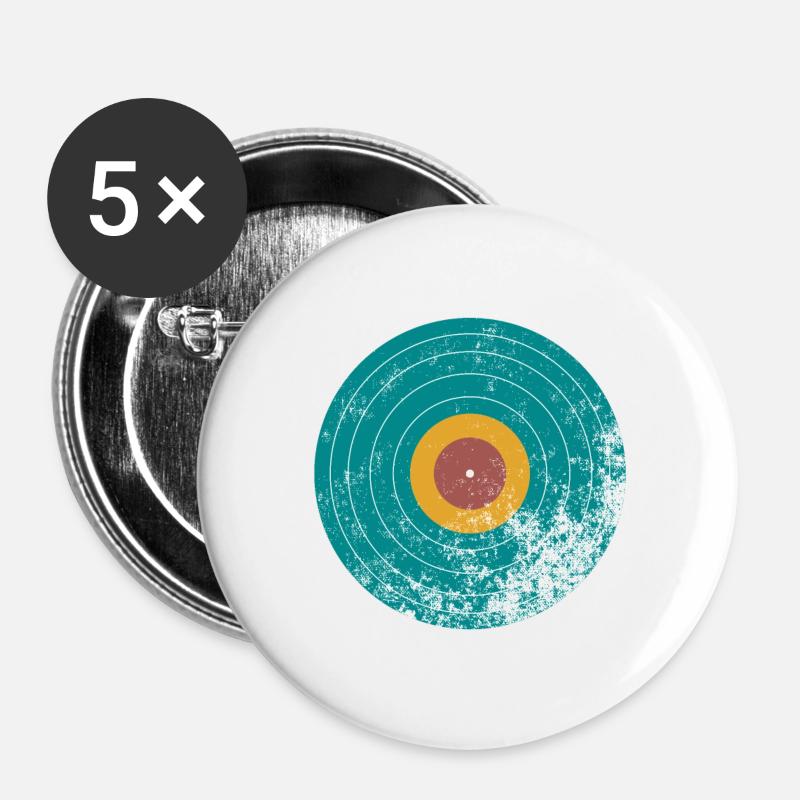 Vintage Retro Vinyl Record - Buttons large 2.2''/56 mm (5-pack) - white