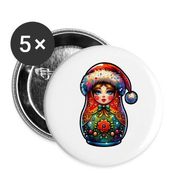 Russian Matryoshka Christmas Russia - Buttons large 2.2''/56 mm (5-pack) - white - Front