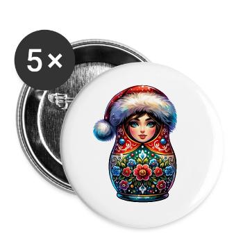 Russian Matryoshka Christmas Russia - Buttons large 2.2''/56 mm (5-pack) - white - Front