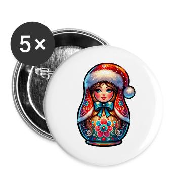 Russian Matryoshka Christmas Russia - Buttons large 2.2''/56 mm (5-pack) - white - Front